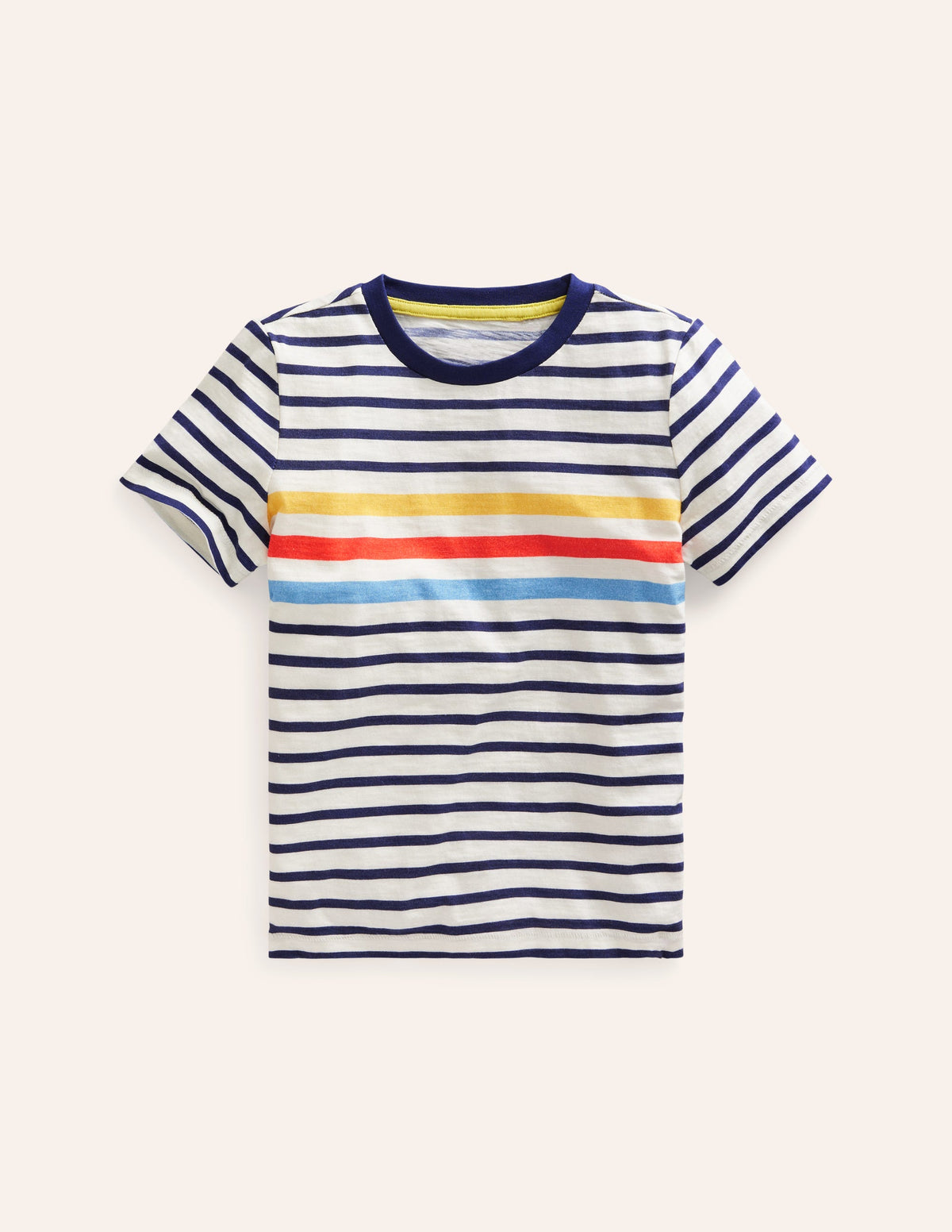 Rainbow Stripe Slub T-shirt-College Navy Multi Stripe-1