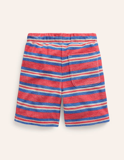 Frottee-Shorts-Marmeladenrot/ Cabana-Blau Streifen