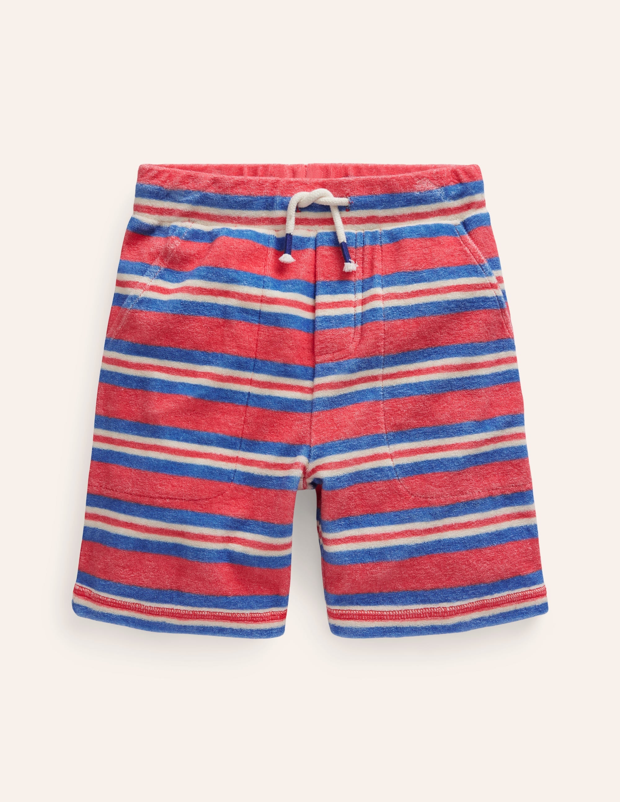 Frottee-Shorts-Marmeladenrot/ Cabana-Blau Streifen - Image 1