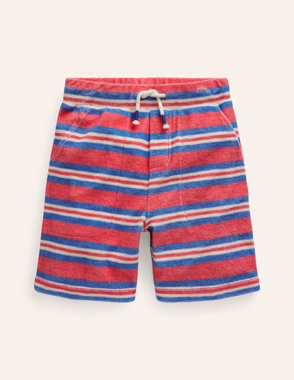 Frottee-Shorts-Marmeladenrot/ Cabana-Blau Streifen