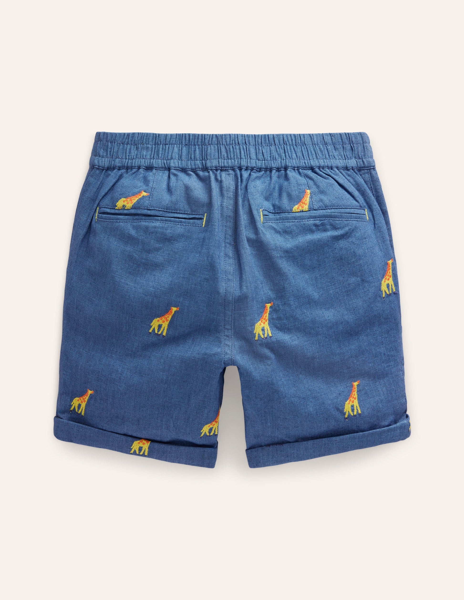 Schicke Shorts mit Umschlag-Chambray Giraffe Stickerei-2