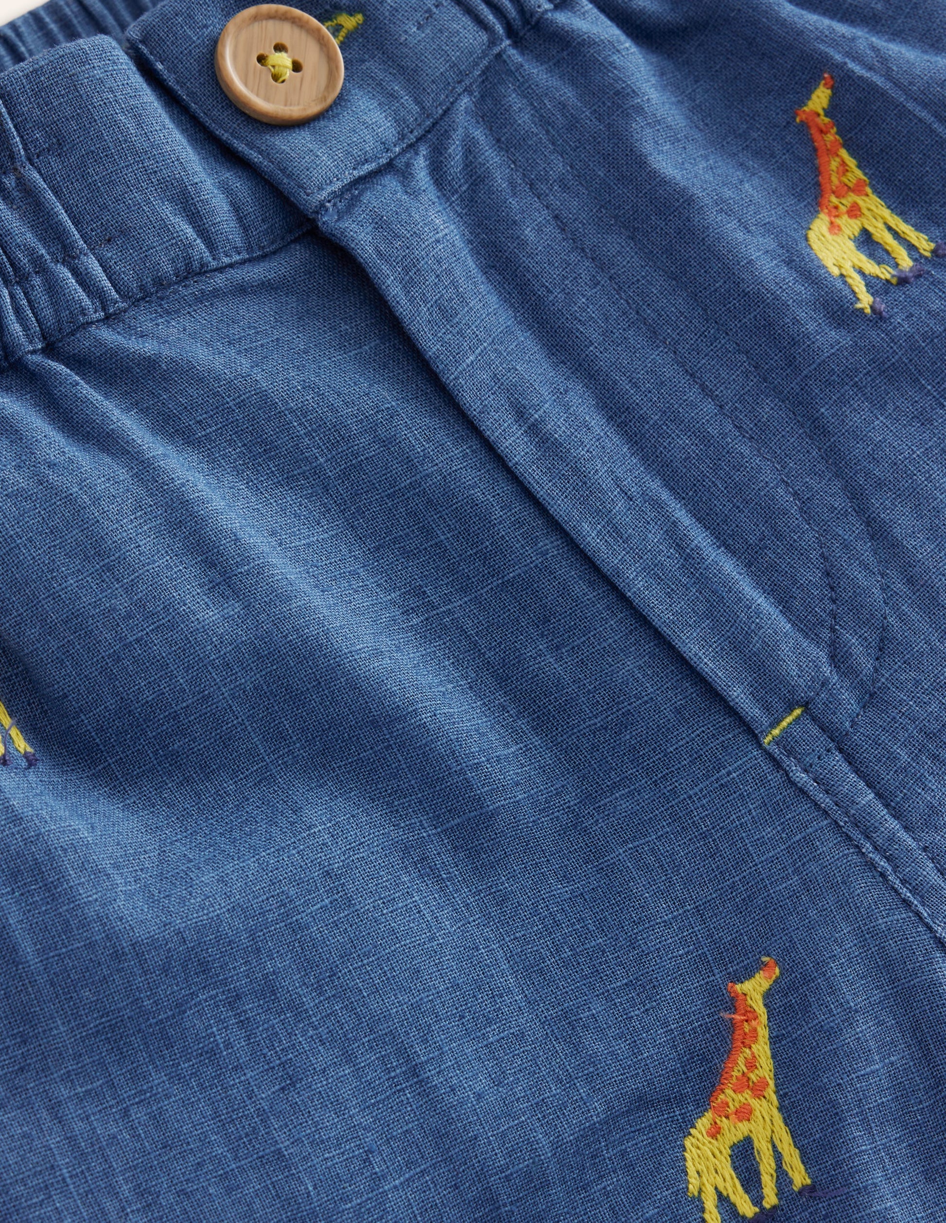 Schicke Shorts mit Umschlag-Chambray Giraffe Stickerei-3