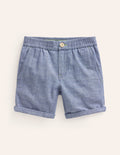 Short élégant à revers-Chambray foncé