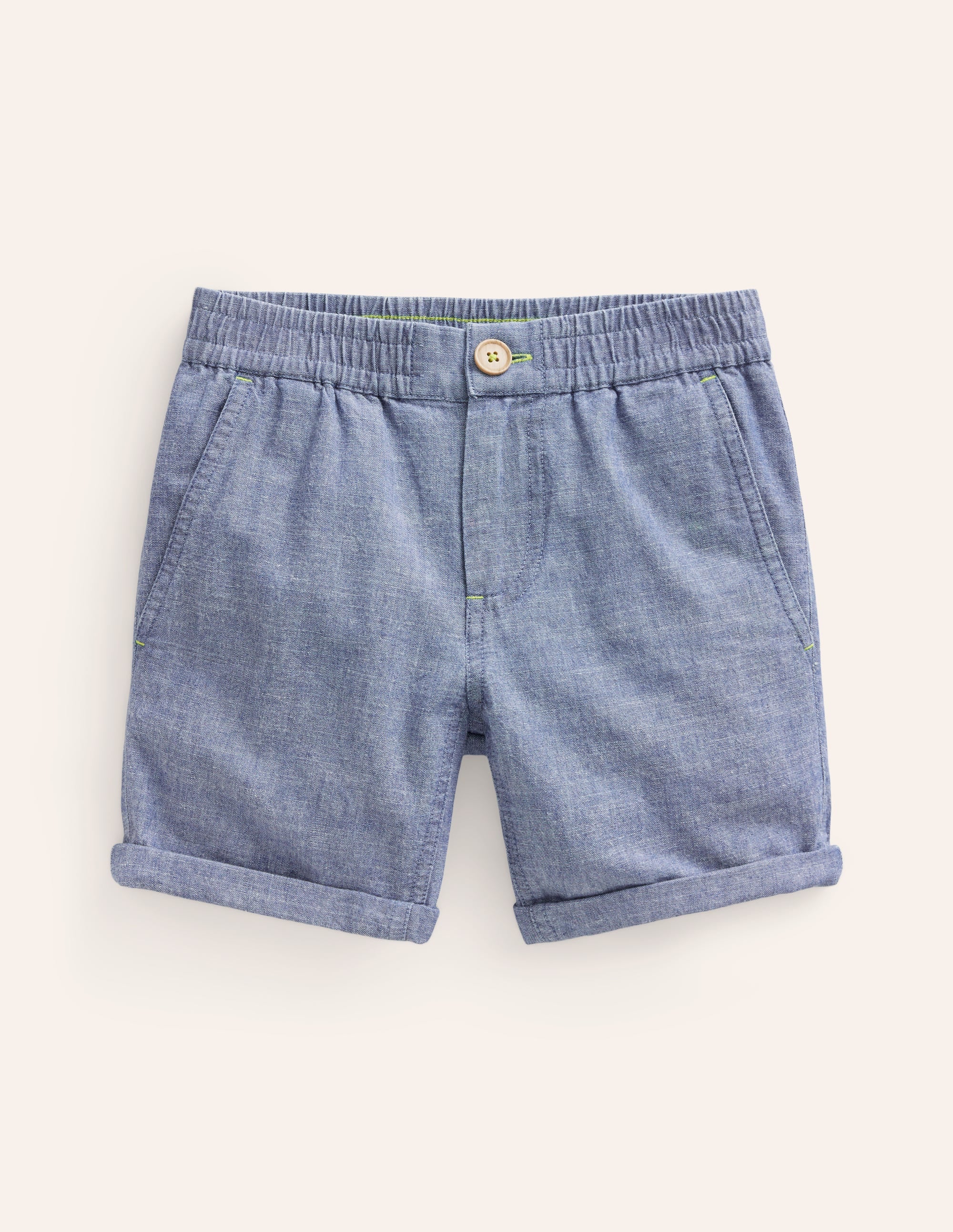 Short élégant à revers-Chambray foncé - Image 1