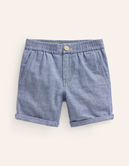 Schicke Shorts mit Umschlag-Dunkles Chambray