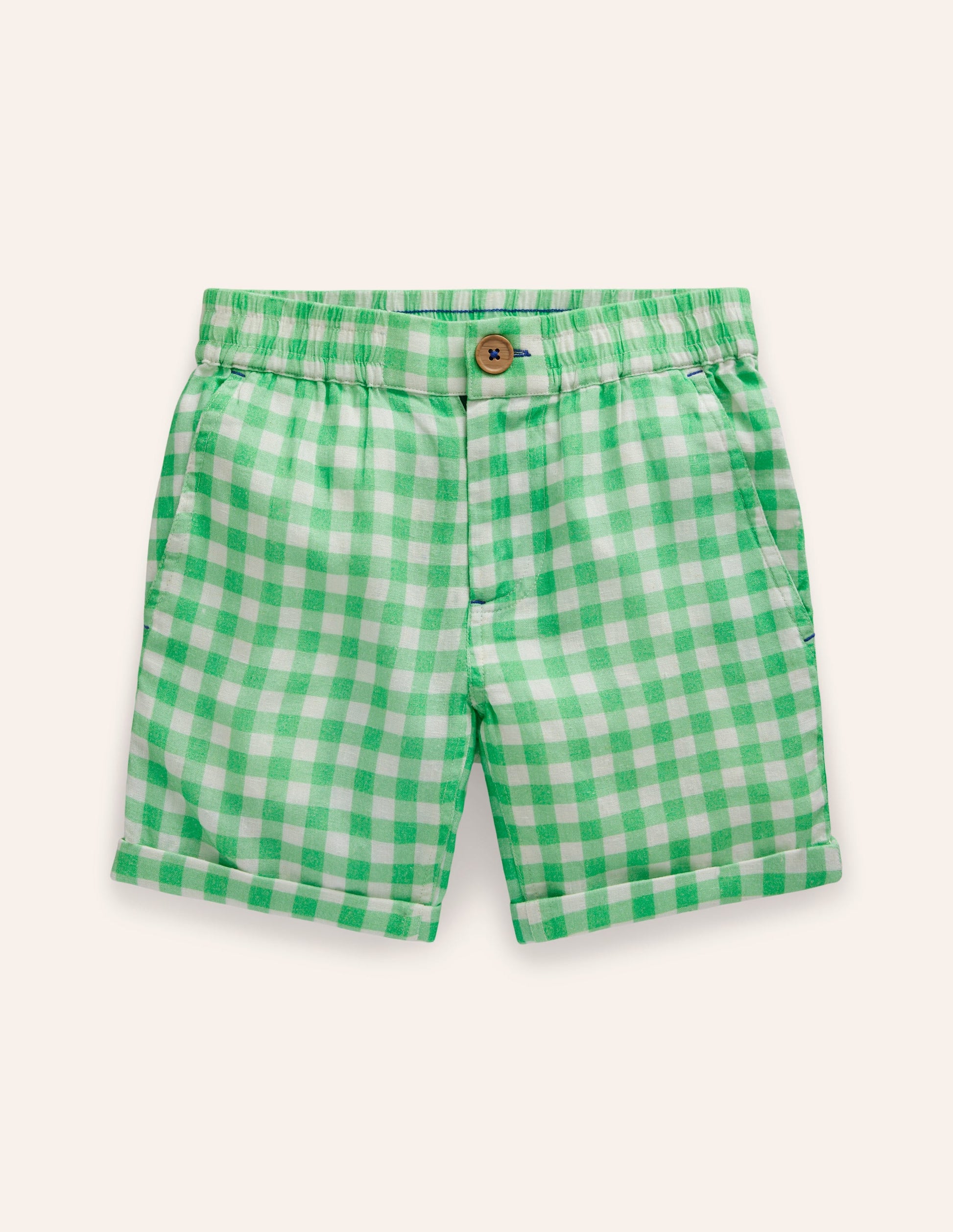 Schicke Shorts mit Umschlag-Erbsengrün Vichykaro-3