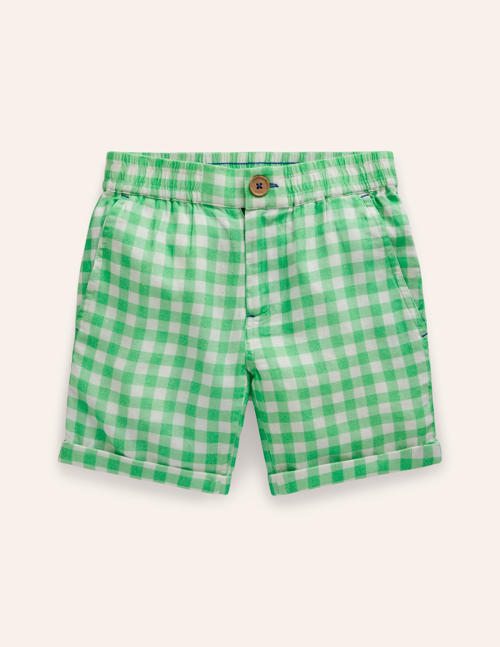 Short élégant à revers-Vichy vert petit pois - Image 3