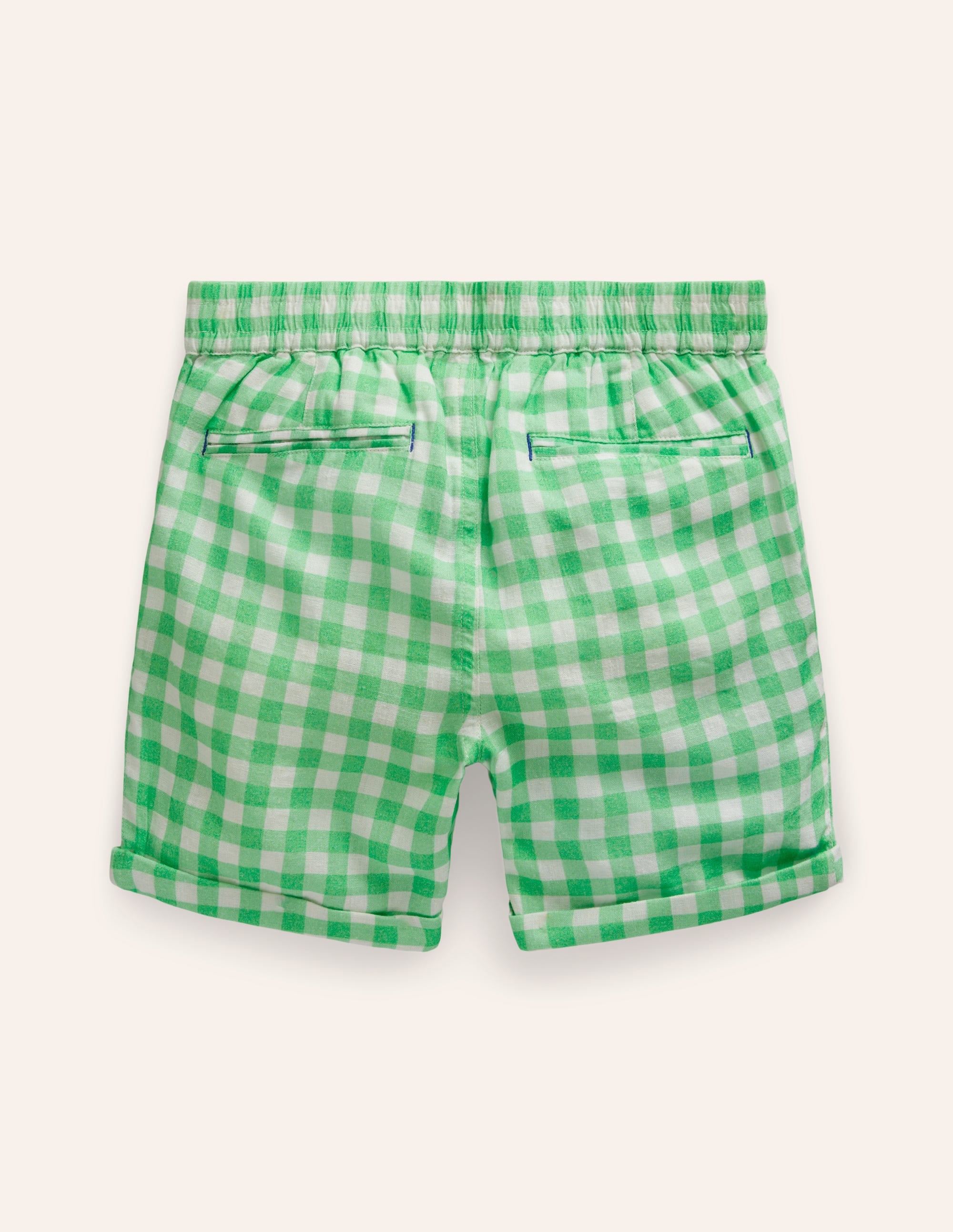 Short élégant à revers-Vichy vert petit pois - Image 4