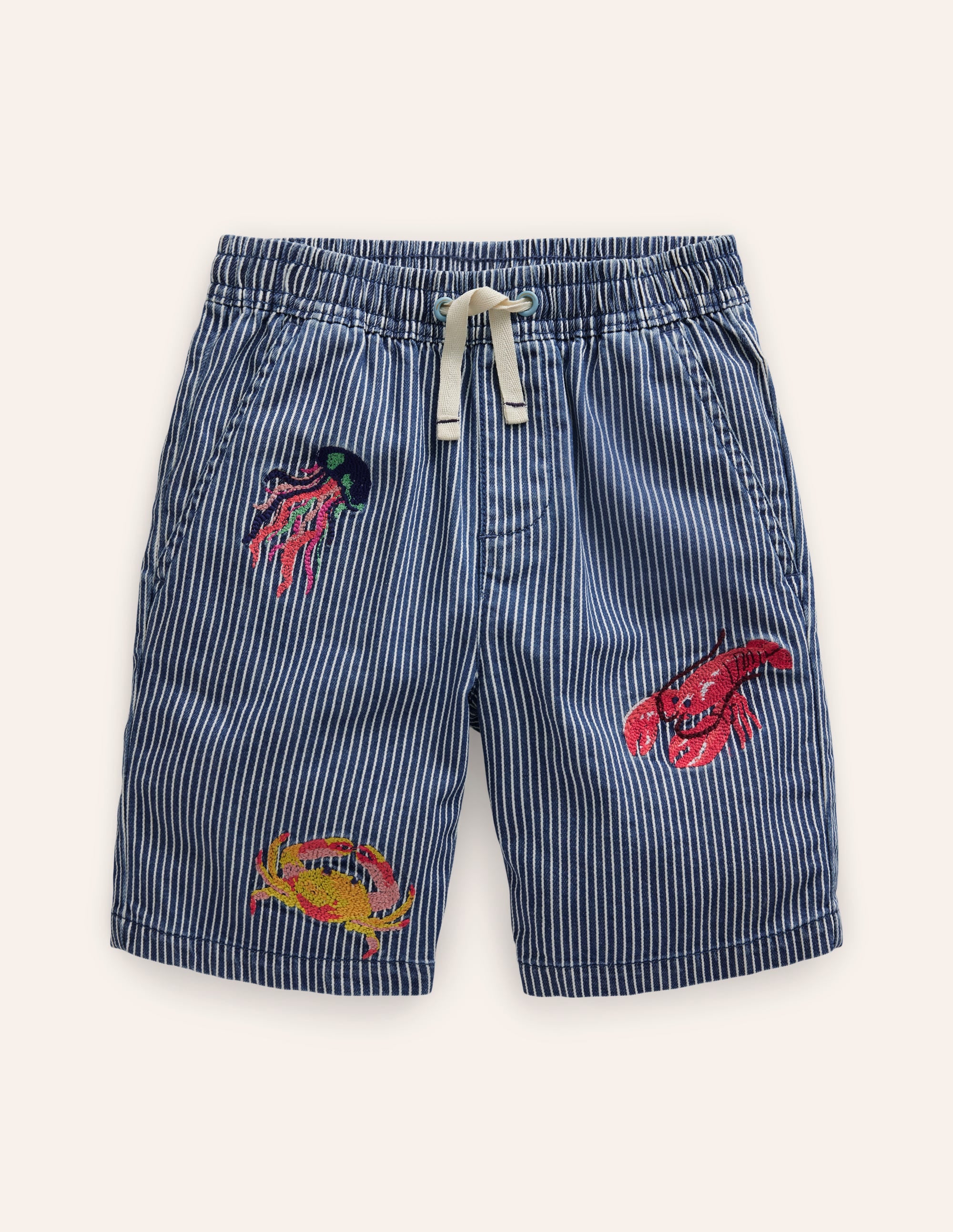 Superstitch Shorts-Blue / Ecru Ticking Stripe - Image 1