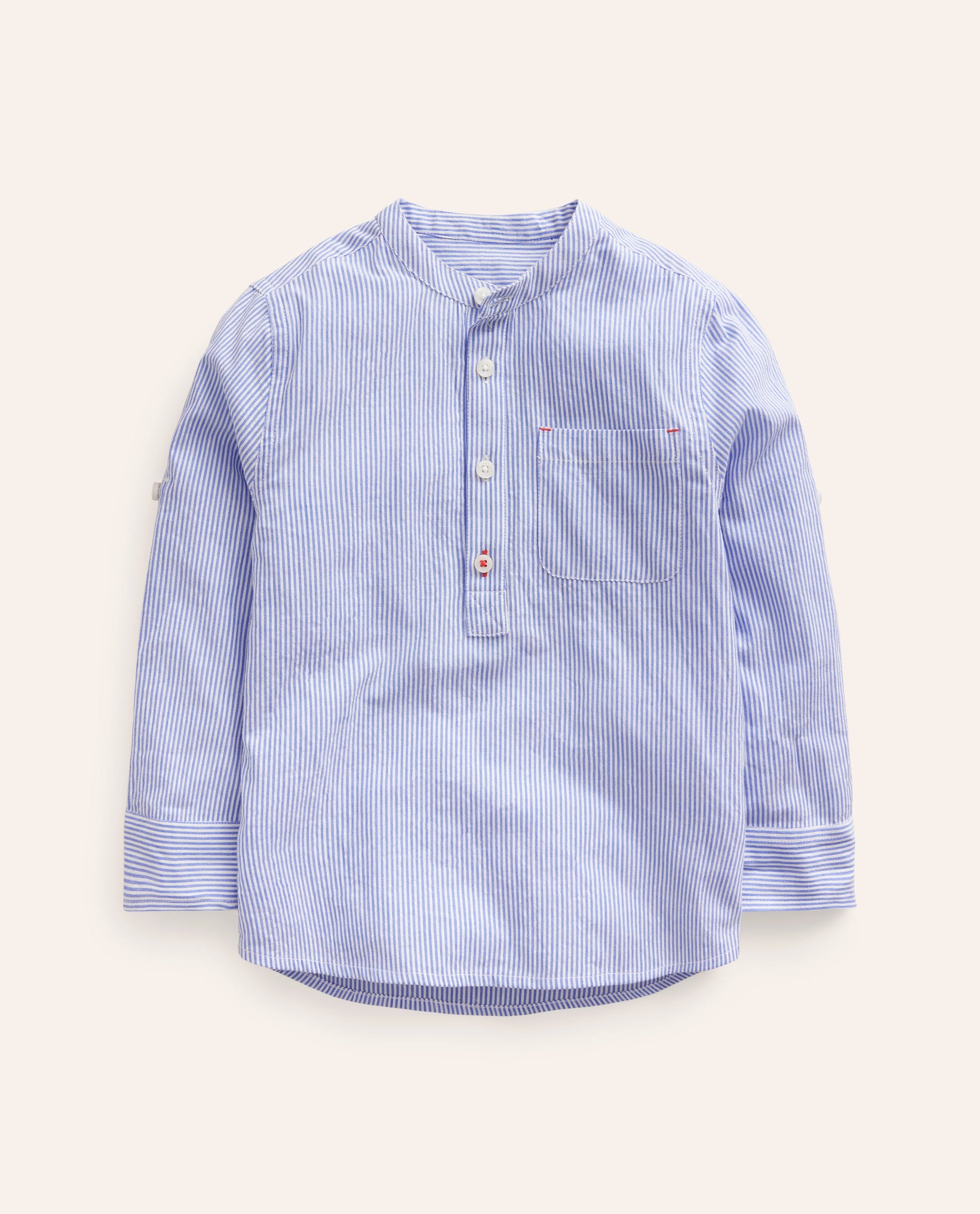 Chemise à col grand-père-Rayé bleu saphir-1