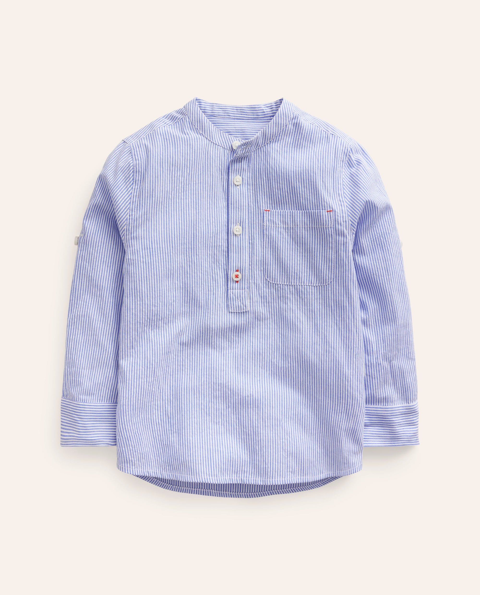 Chemise à col grand-père-Rayé bleu saphir - Image 1