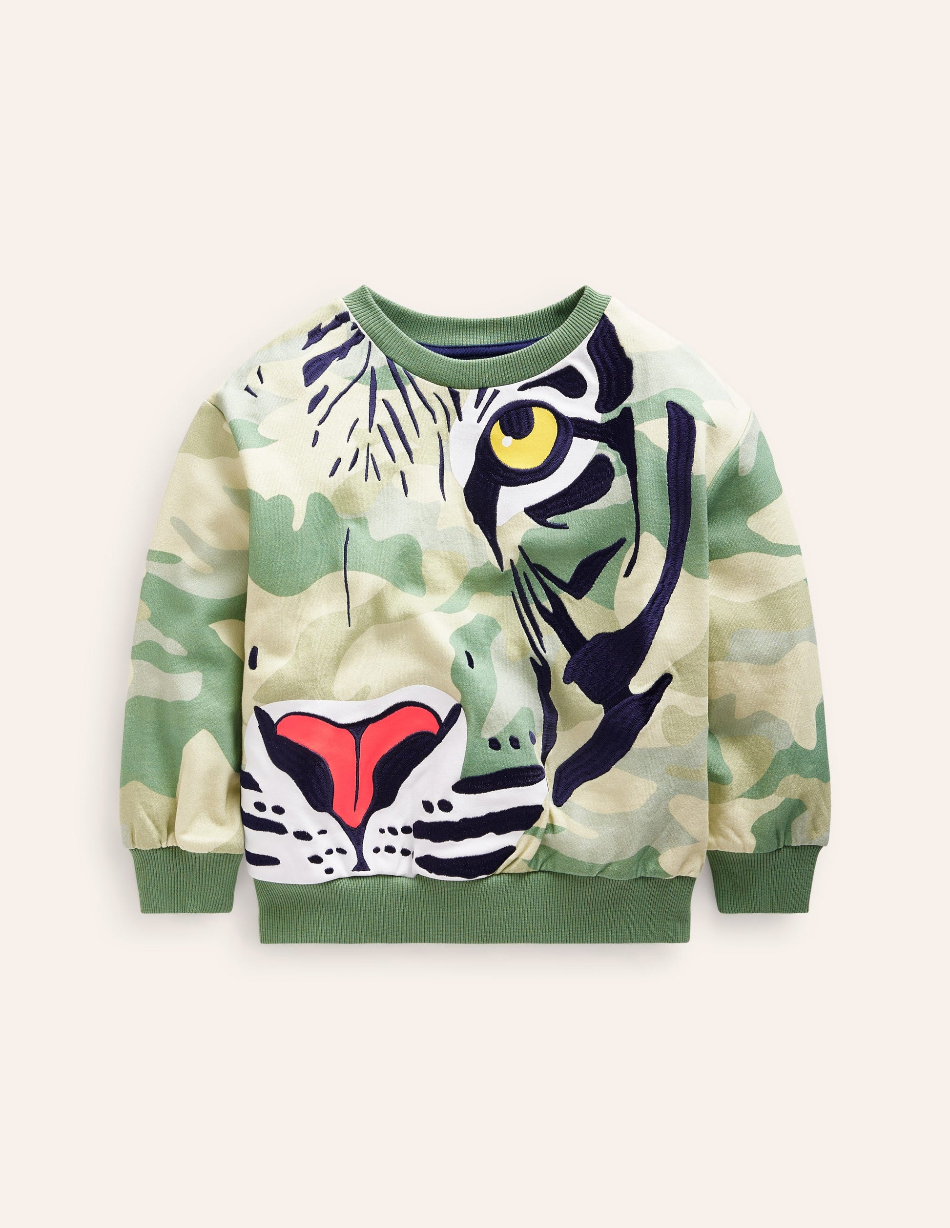 Sweat camouflage à motif tigre-Tigre camouflage vert ton sur ton-1