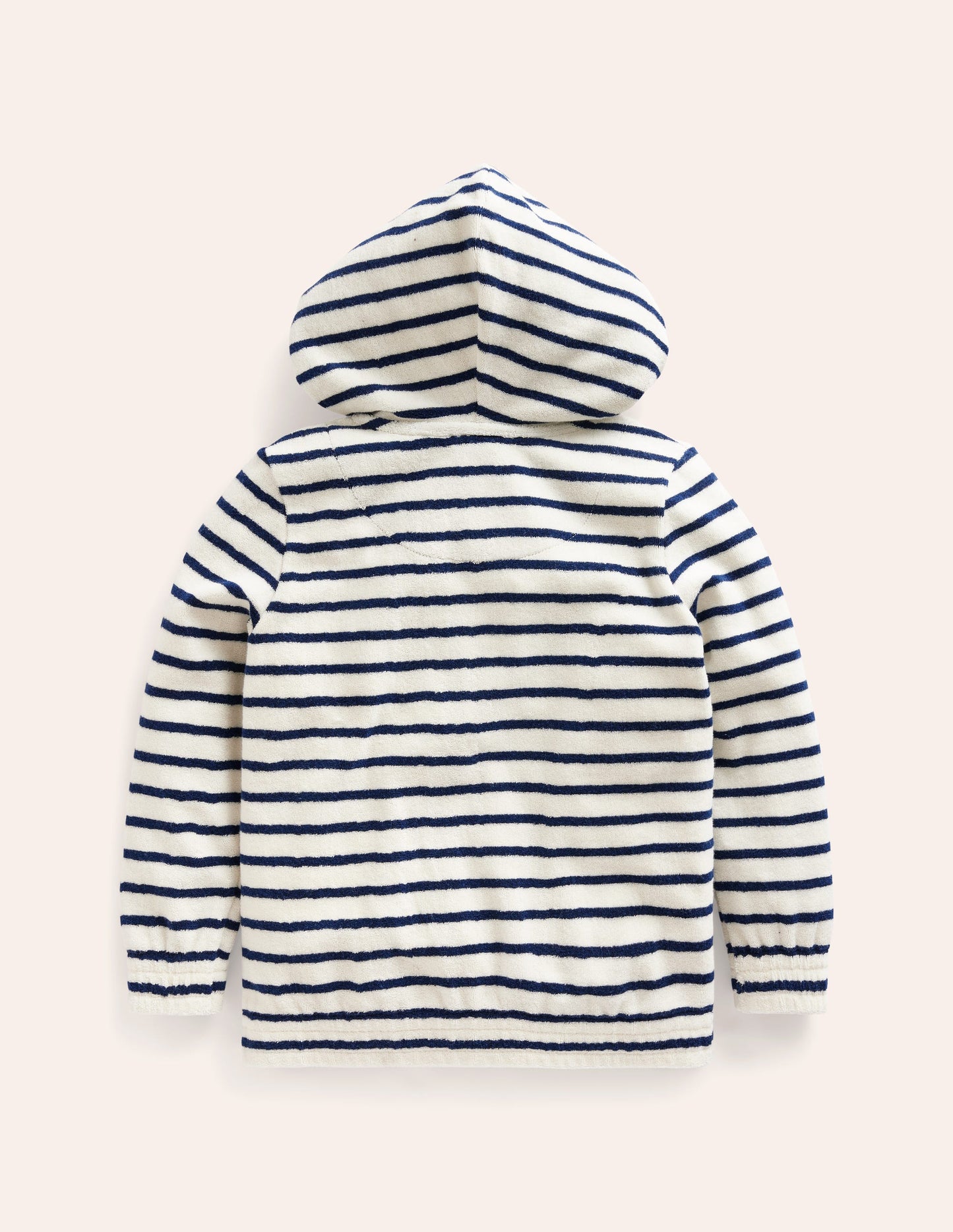 Towelling Zip-Through Hoodie-Ivory/ Greek Blue Stripe Shark