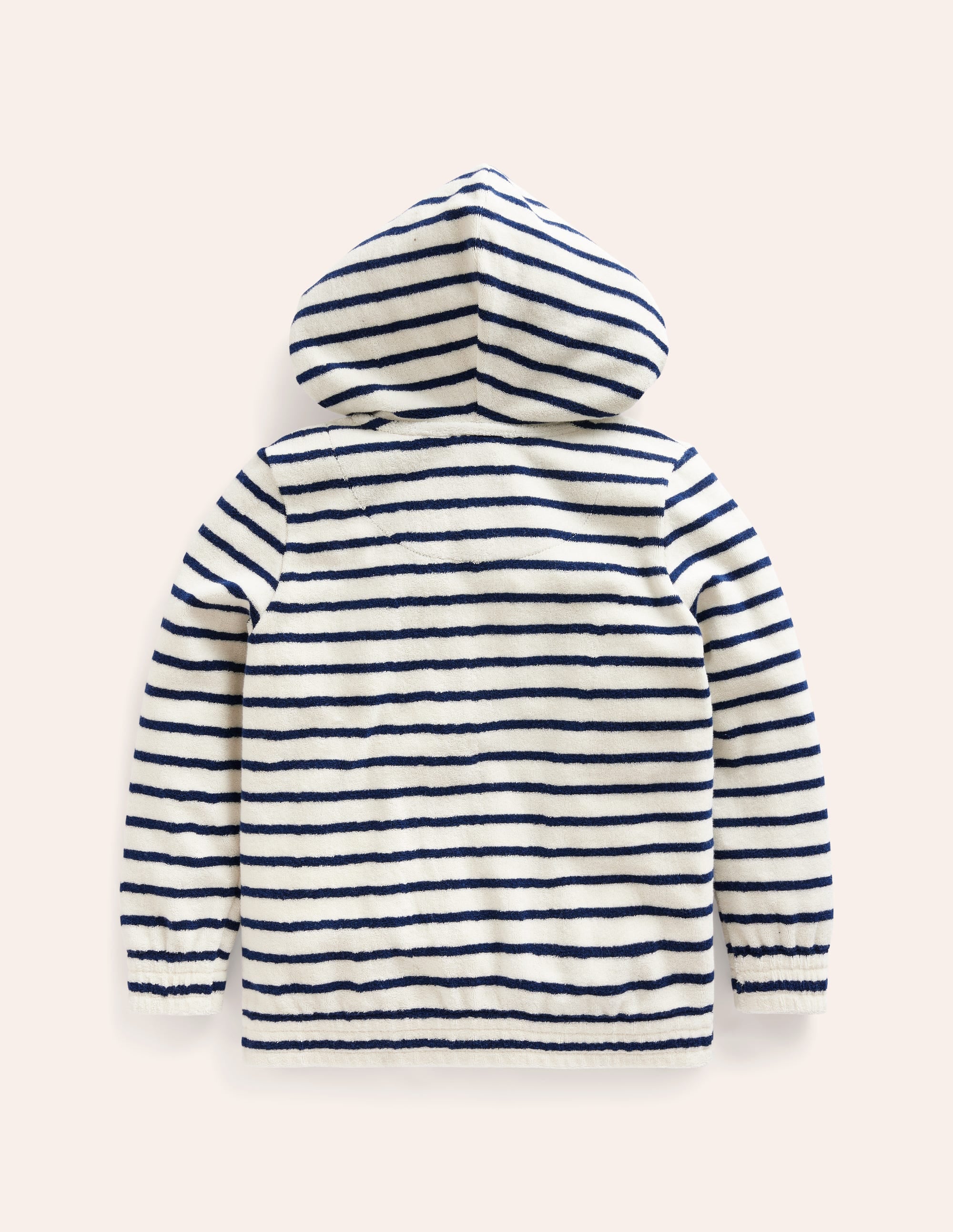 Towelling Zip-Through Hoodie-Ivory/ Greek Blue Stripe Shark - Image 2