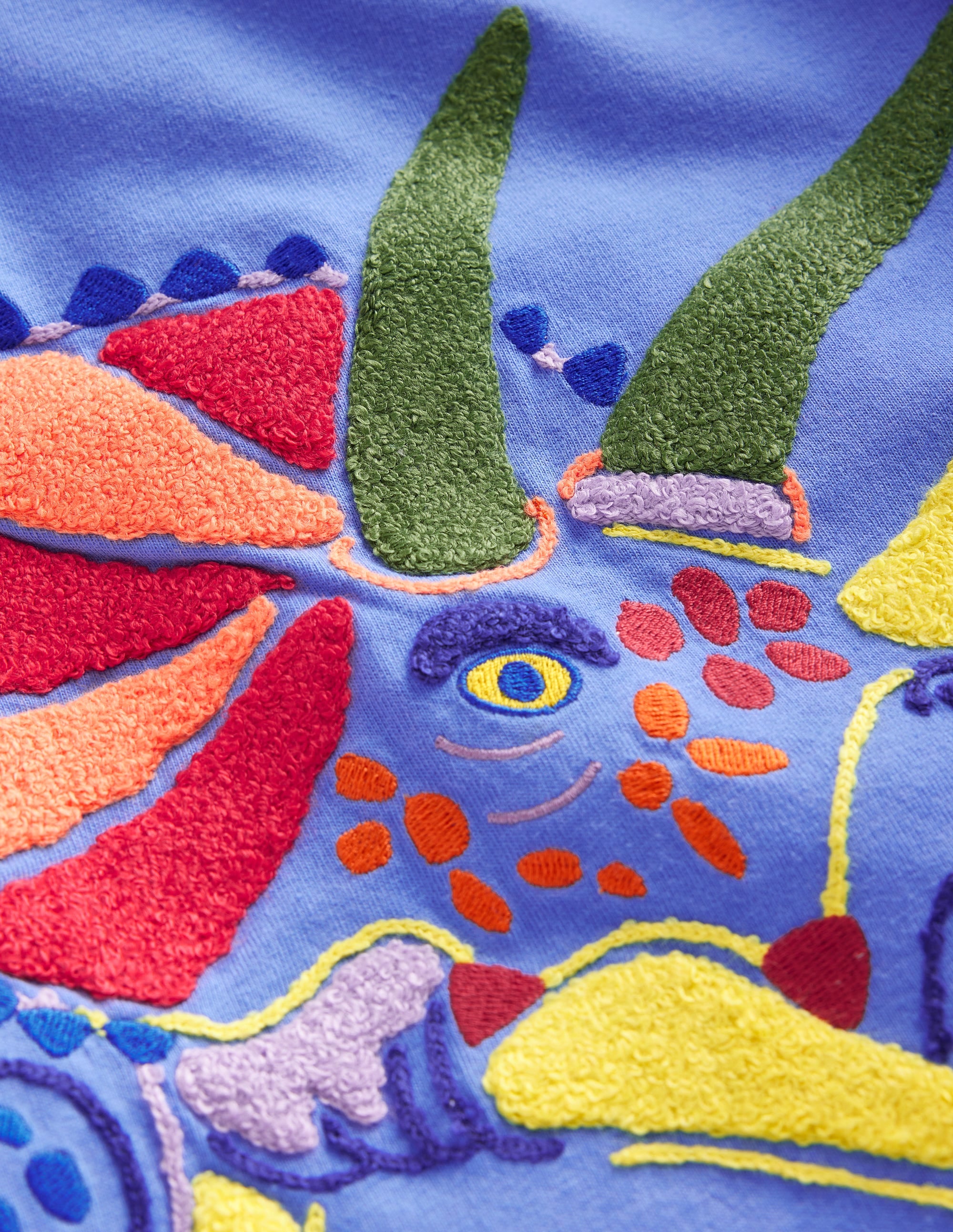 T-shirt à motif animal en point de chaînette-Dinosaure bleu écume - Image 3