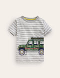 T-shirt à imprimé métallisé-Jeep rayé gris chiné/ivoire