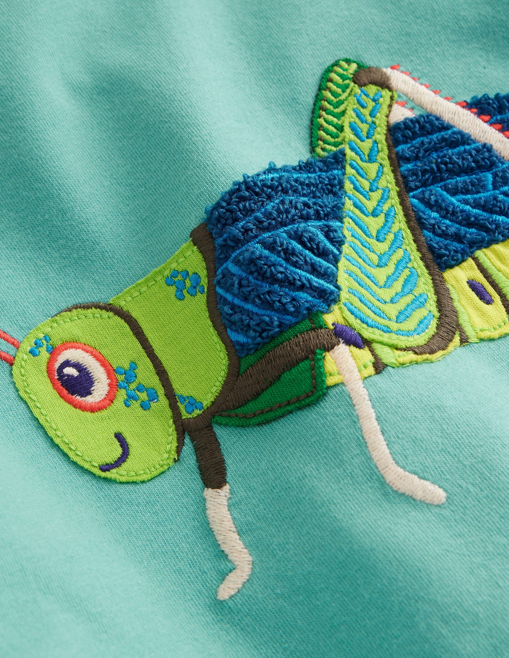Kurzärmeliges T-Shirt mit Applikation-Korsika-Blau Grashüpfer-3