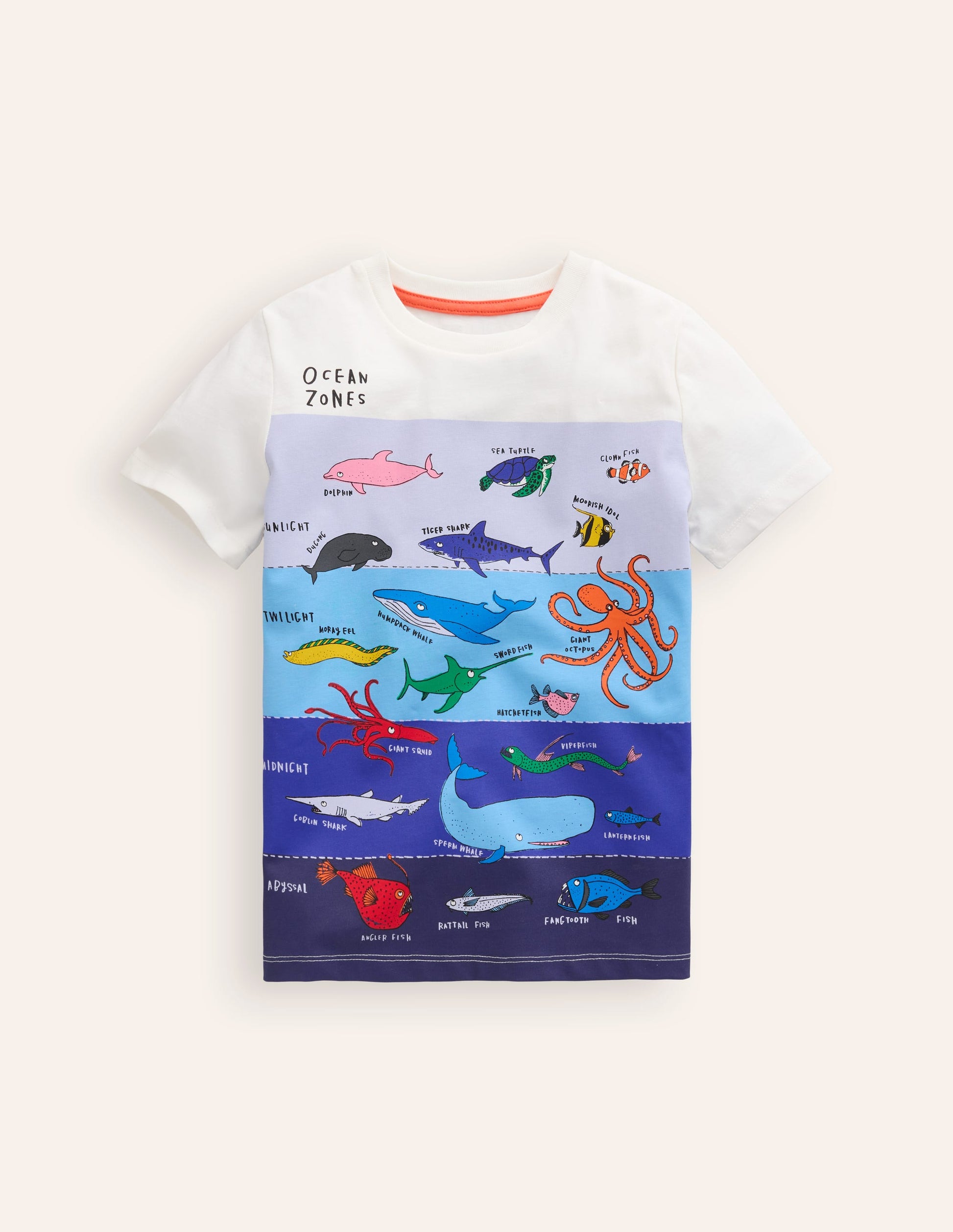 Ocean Zones Printed T-Shirt-Ivory Sea Life-1