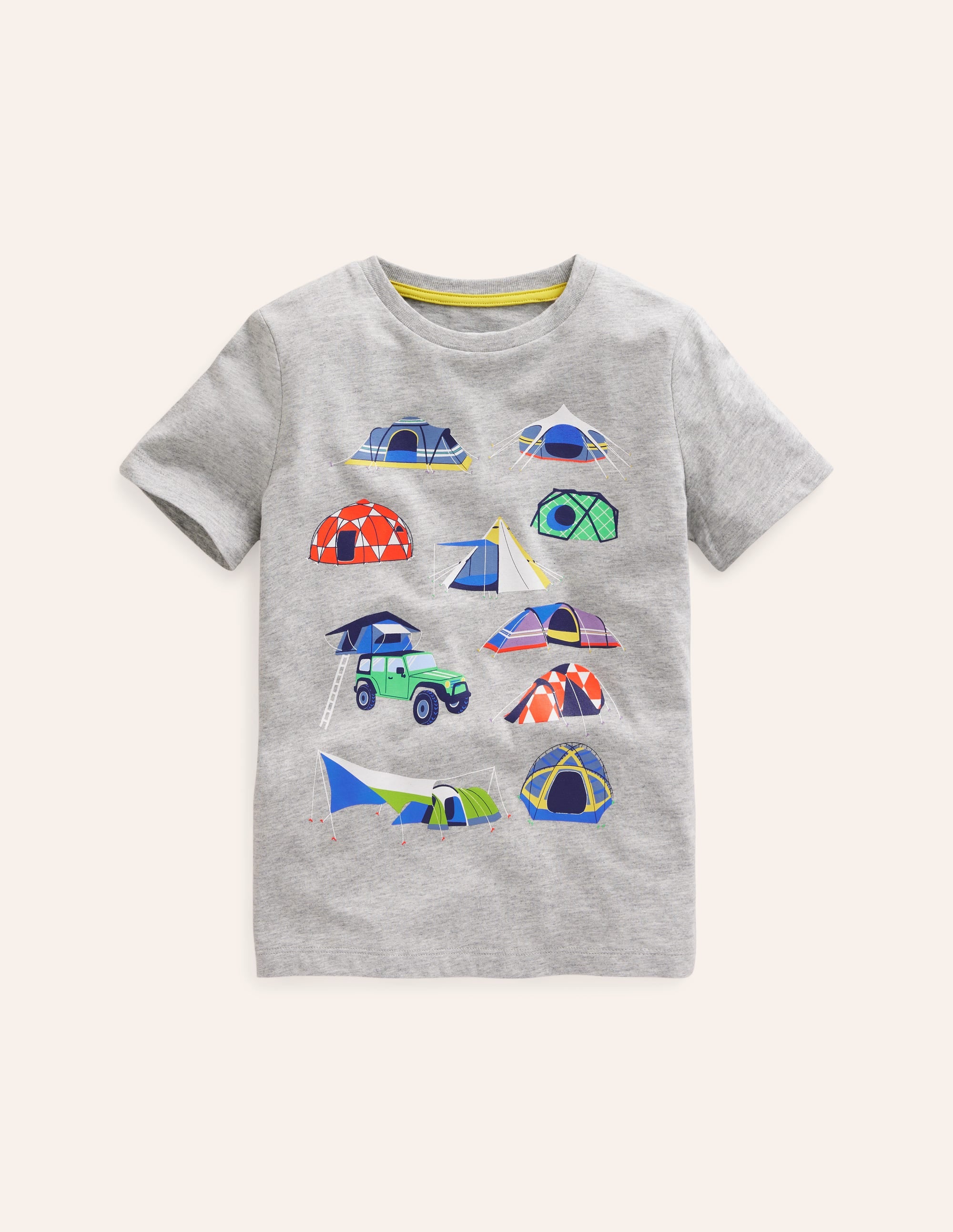 Printed Tents T-shirt-Grey Marl Tents - Image 1