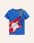 T-Shirt mit Gitarren-Applikation-Enteneiblau Gitarre