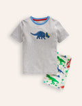 Ensemble fun en jersey-Gris chiné/dinosaure