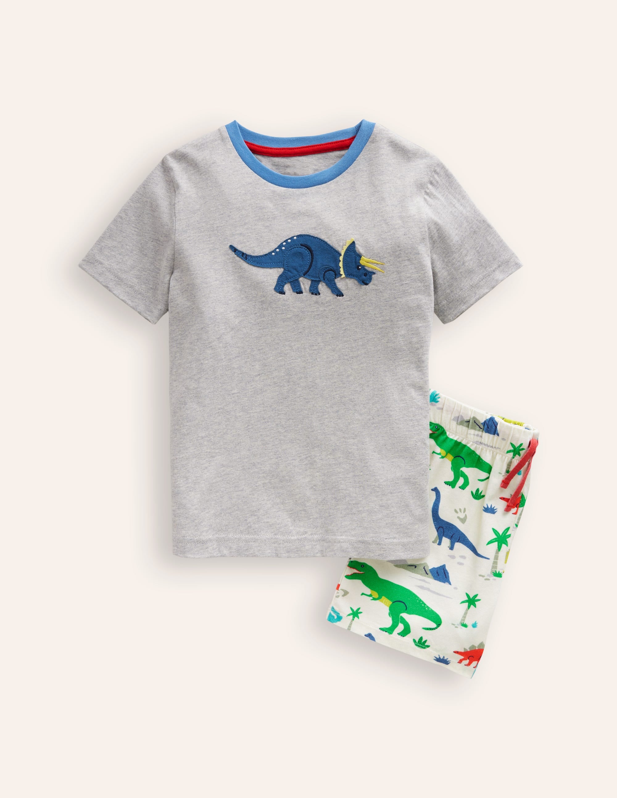 Ensemble fun en jersey-Gris chiné/dinosaure - Image 1