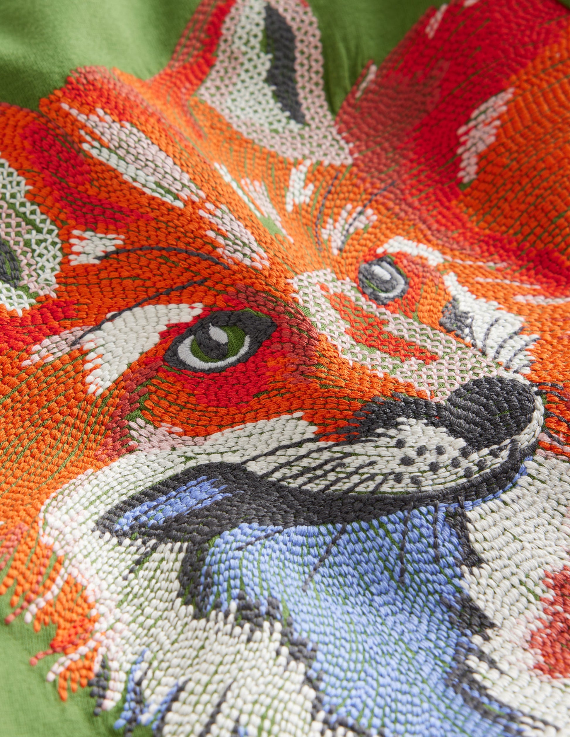 T-shirt à super surpiqûres-Renard vert feuille-3