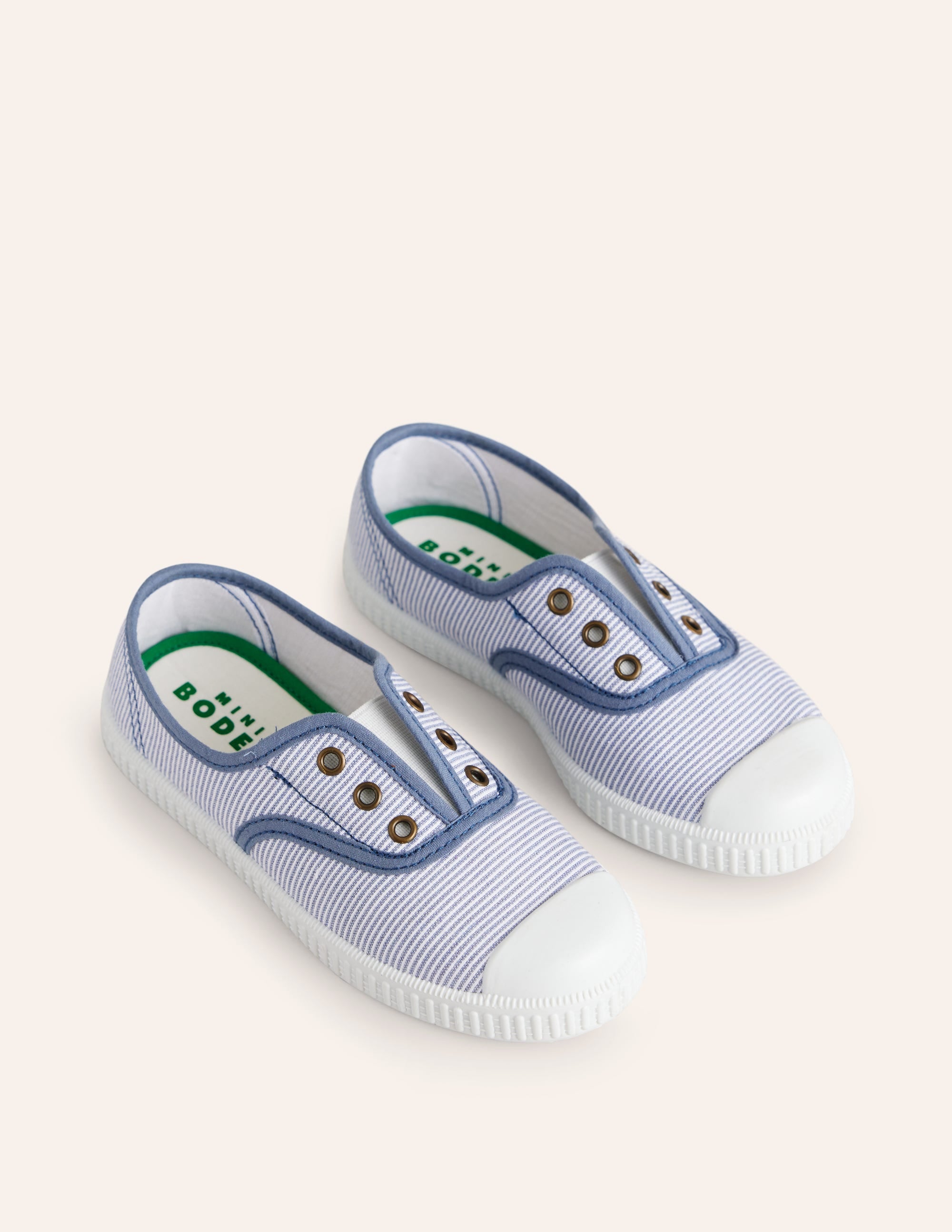 Chaussures sans lacets en toile à enfiler-Rayé style coutil bleu - Image 2