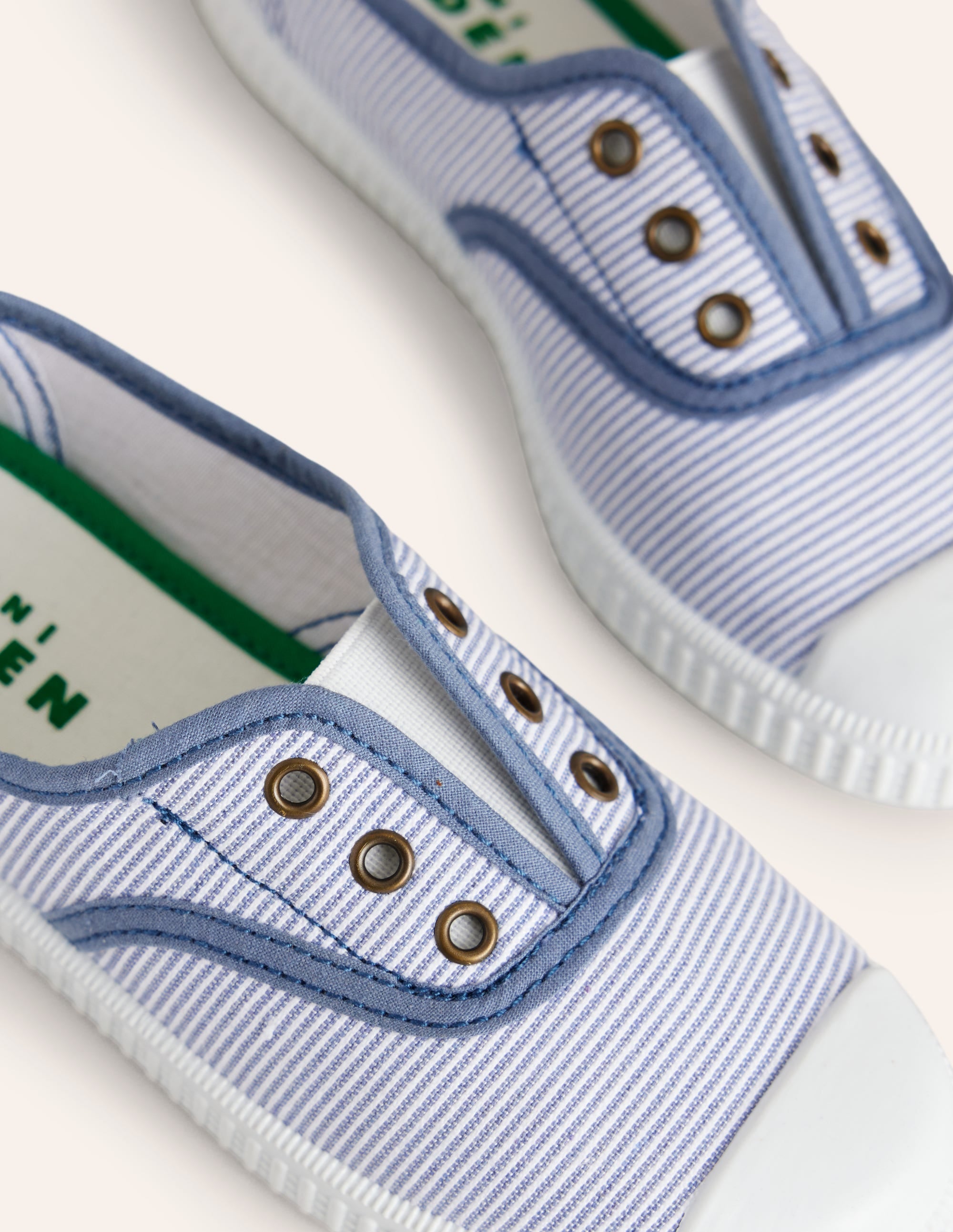 Chaussures sans lacets en toile à enfiler-Rayé style coutil bleu - Image 3