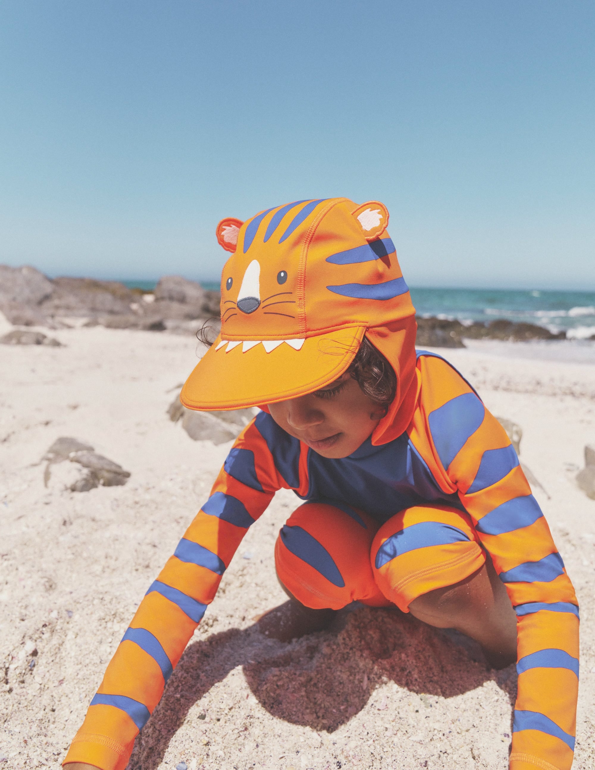 Chapeau de bain avec protection solaire-Tigre orange - Image 3