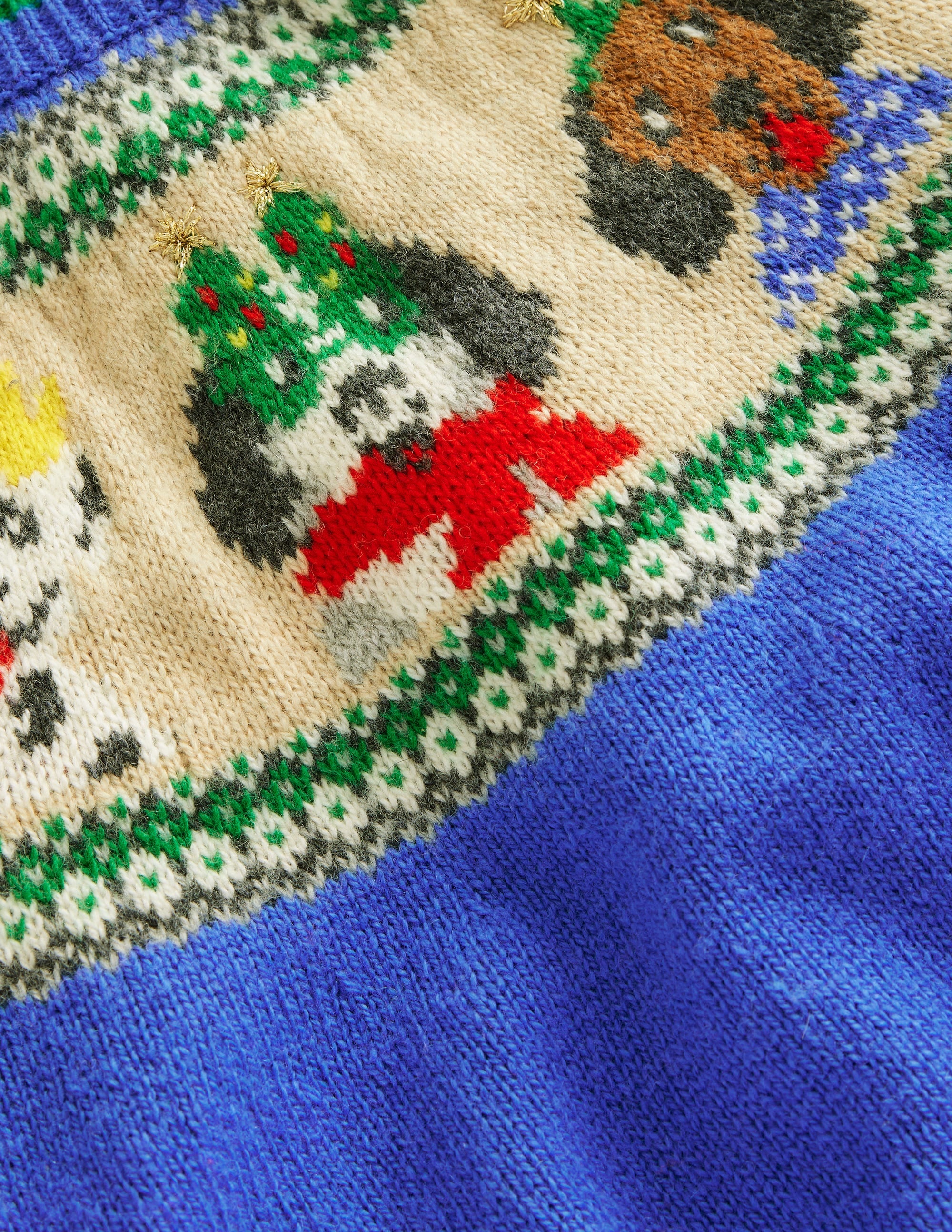 Pull motif jacquard-Chiens festifs bleu grec - Image 6