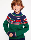 Fair-Isle-Pullover-Juwelengrün Zug