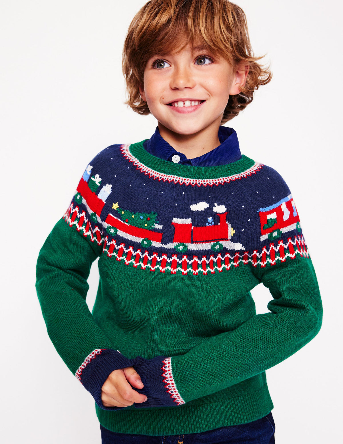 Fair-Isle-Pullover-Juwelengrün Zug - Image 1