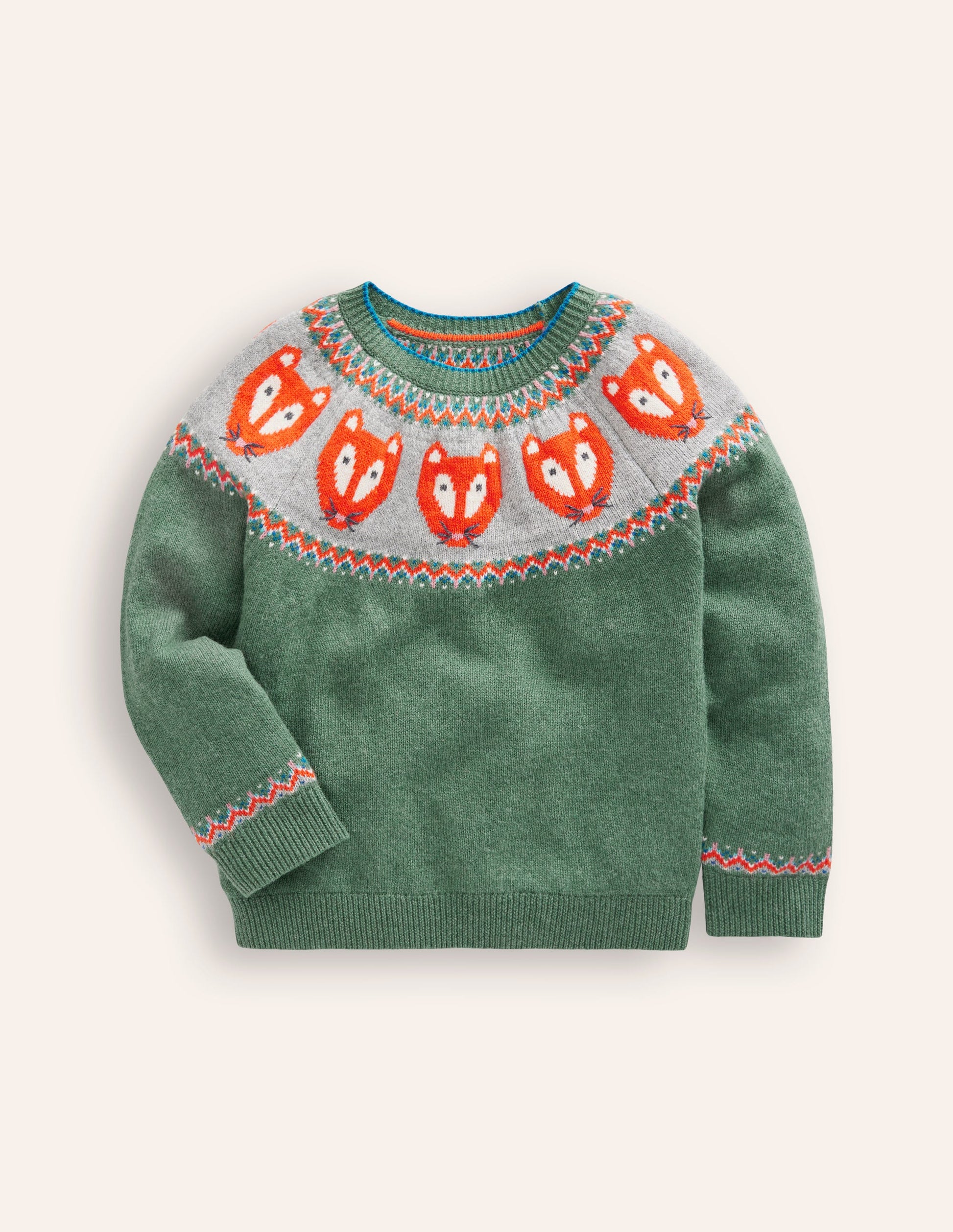 Fair-Isle-Pullover-Fichtengrün Meliert-1