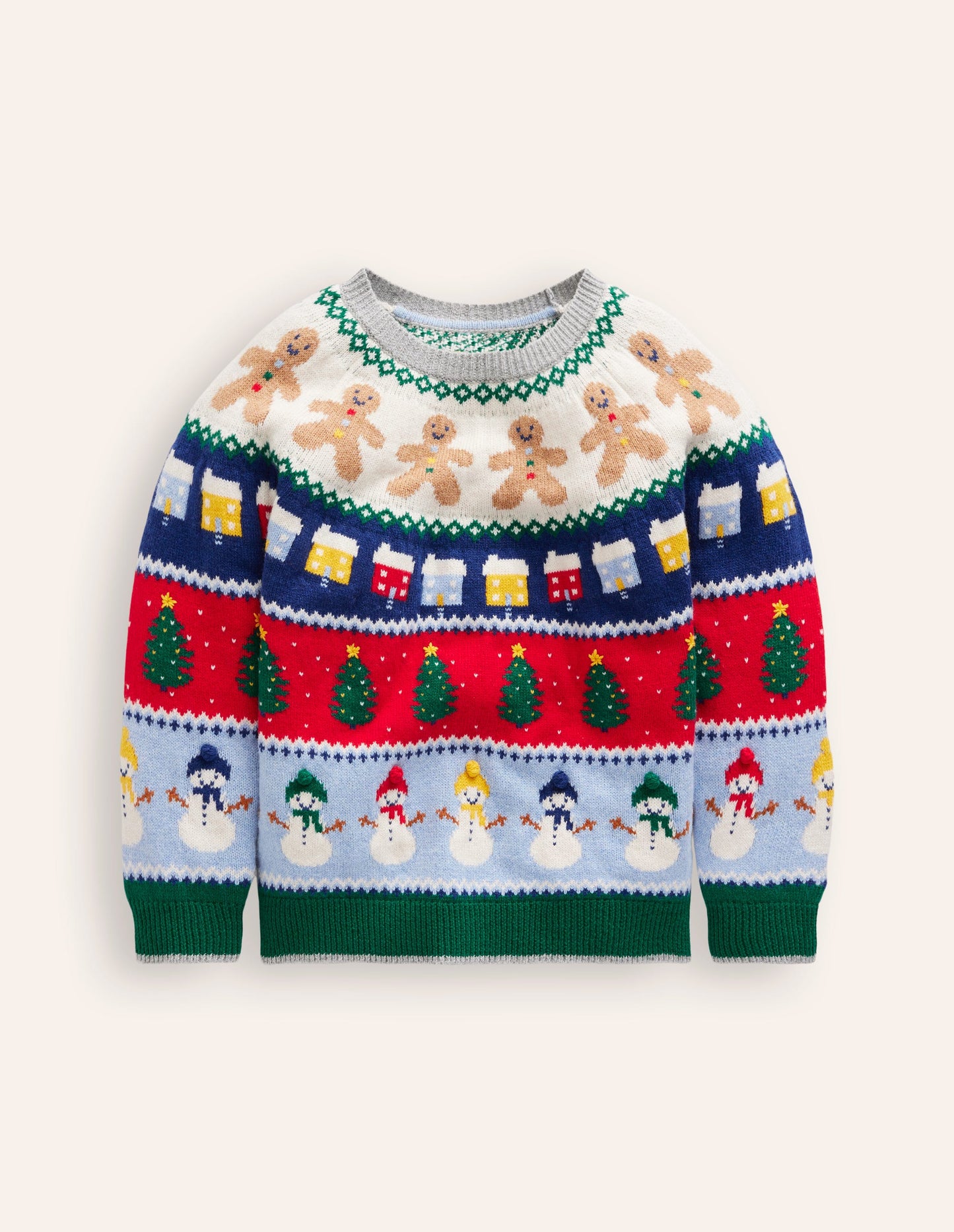 Fair-Isle-Pullover-Ganzflächiges Weihnachtsmotiv