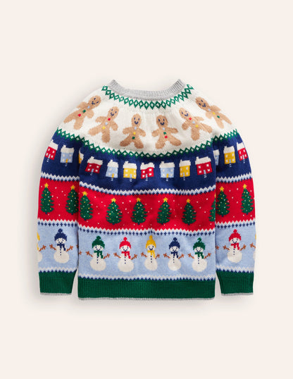 Fair-Isle-Pullover-Ganzflächiges Weihnachtsmotiv