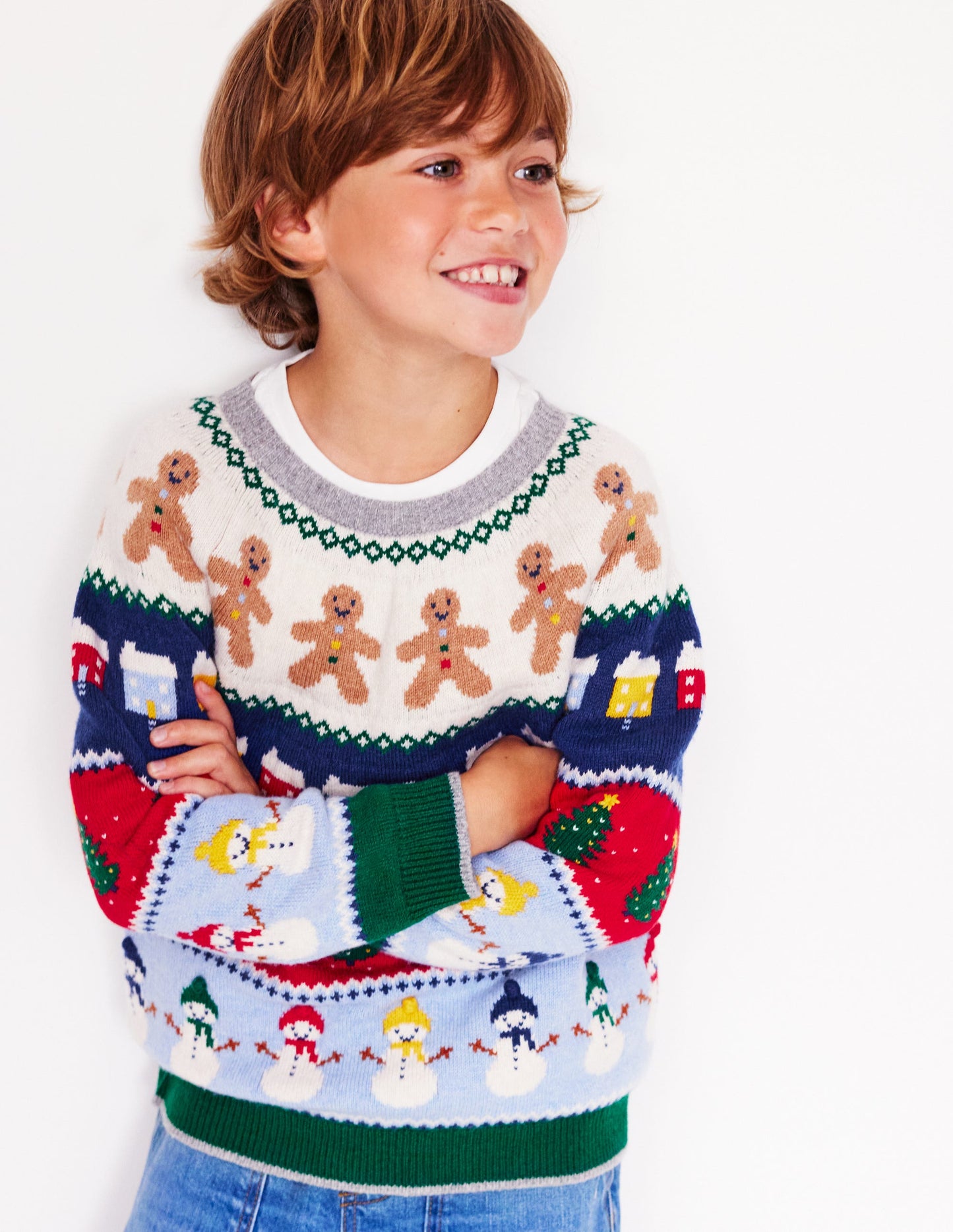 Pull motif jacquard-Motif de Noël intégral