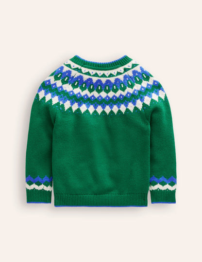 Fair-Isle-Pullover-Efeugrün