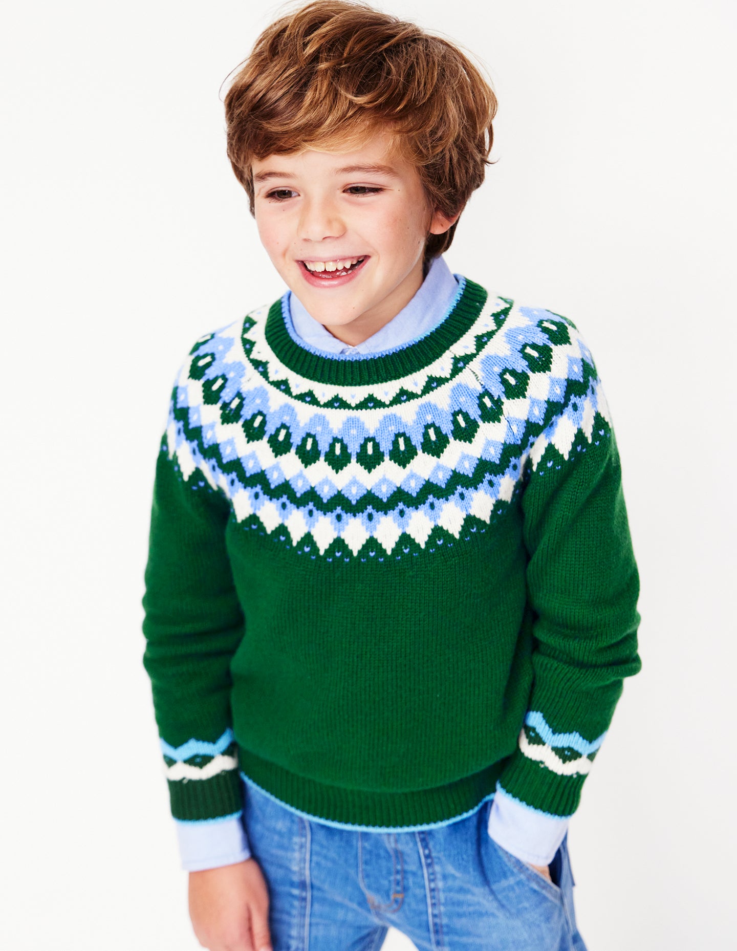 Fair-Isle-Pullover-Efeugrün - Image 1
