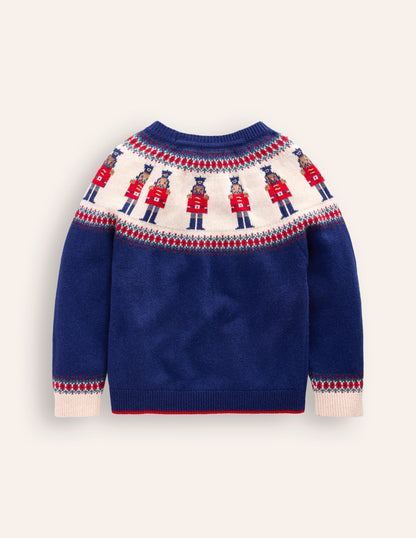 Fair-Isle-Pullover-Marineblau Nussknacker