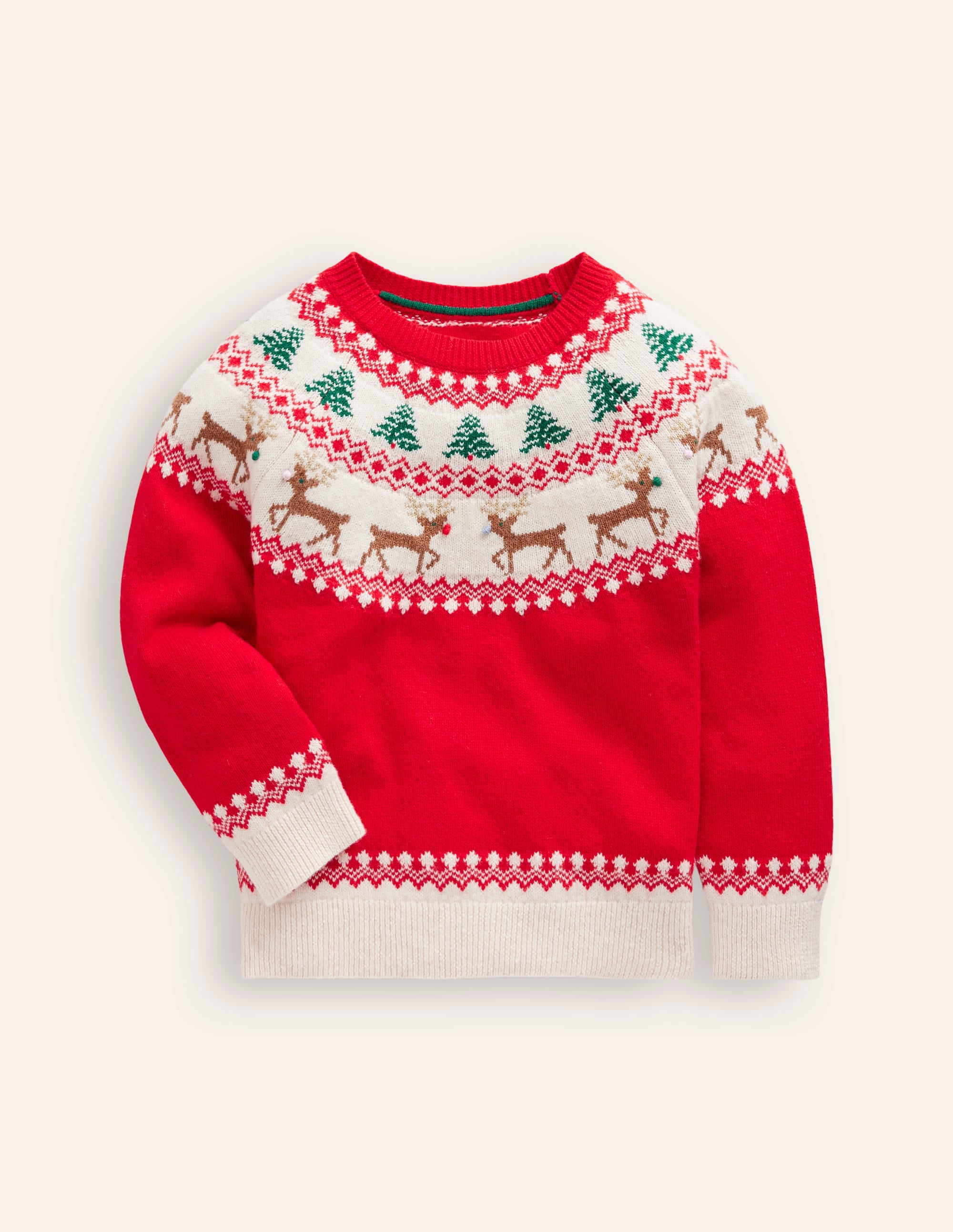 Fair-Isle-Pullover-Mohnblumenrotes Rentier - Image 1