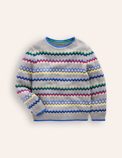 Fair Isle Jumper-Grey Marl