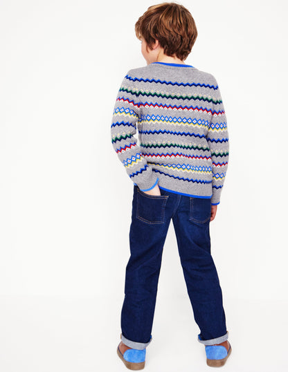 Fair Isle Jumper-Grey Marl