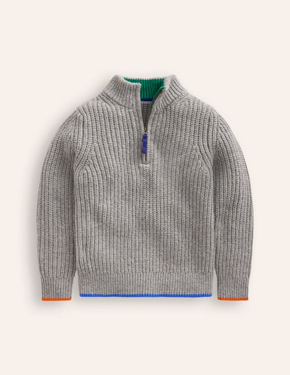 Heritage Half-Zip Jumper-Grey Marl