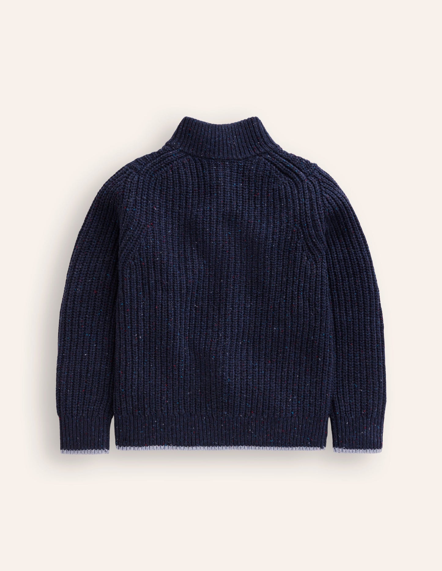 Klassischer Pullover mit halblangem Reißverschluss-Marineblau Noppen