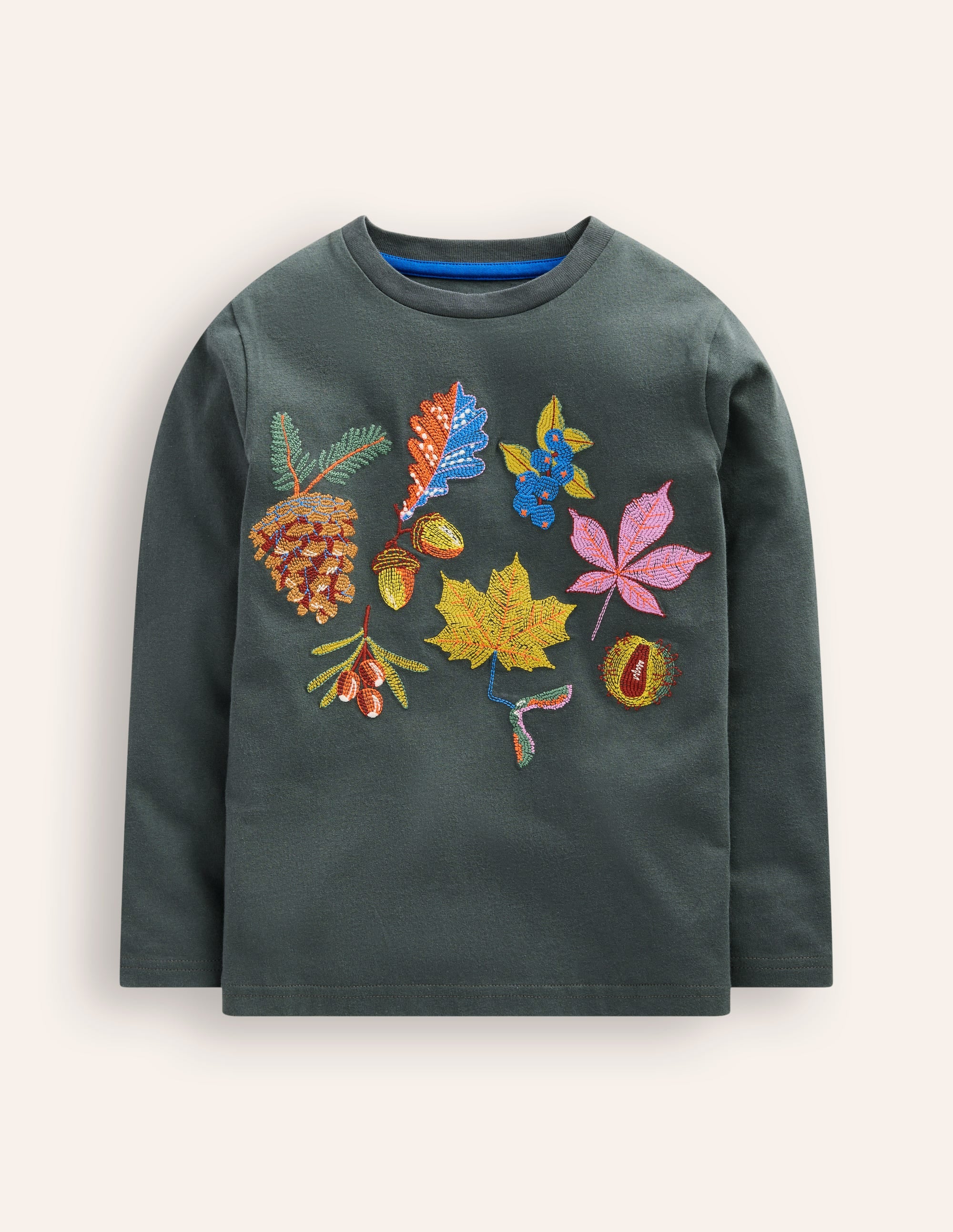Originelles Superstitch-T-Shirt mit Gittermotiv-Rauchgrau Herbstblätter - Image 1