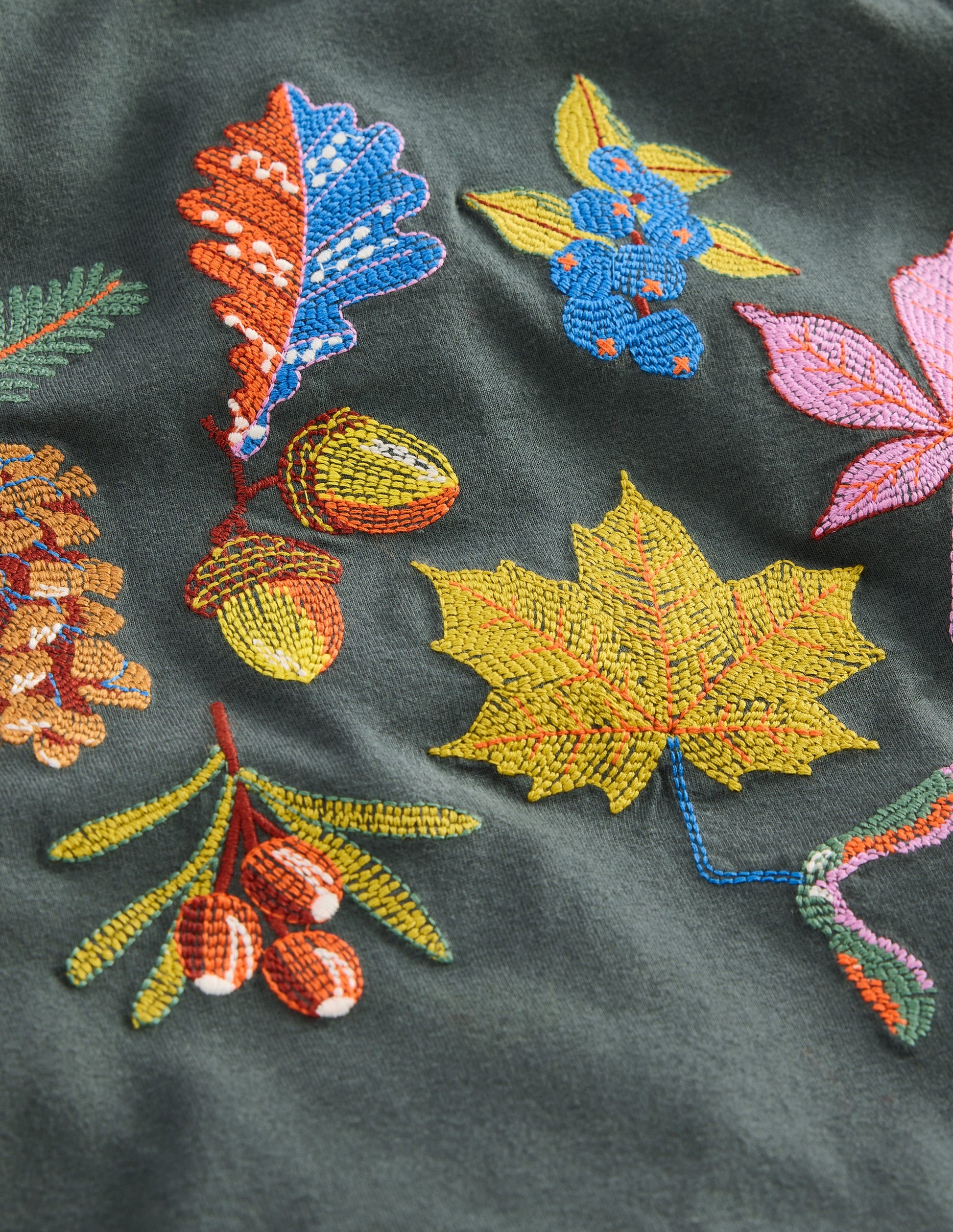 Originelles Superstitch-T-Shirt mit Gittermotiv-Rauchgrau Herbstblätter-3