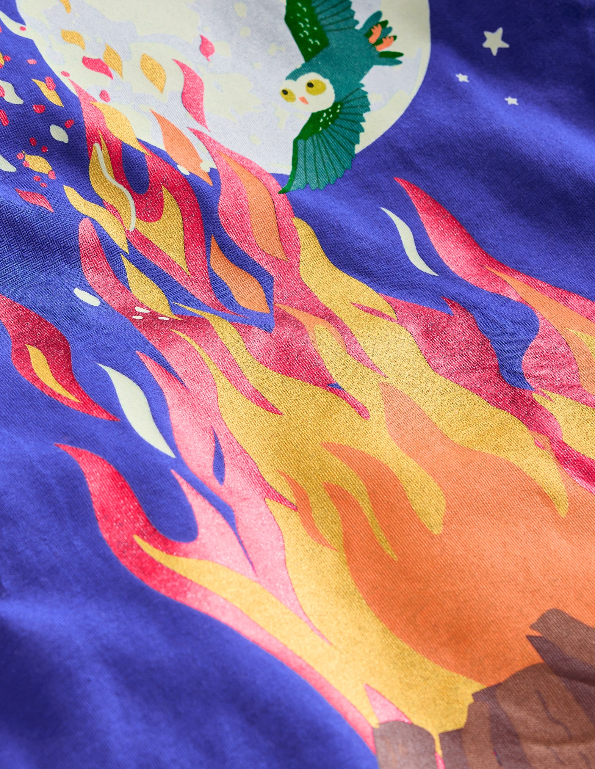 Im Dunkeln leuchtendes T-Shirt-Saphirblau Lagerfeuer - Image 3
