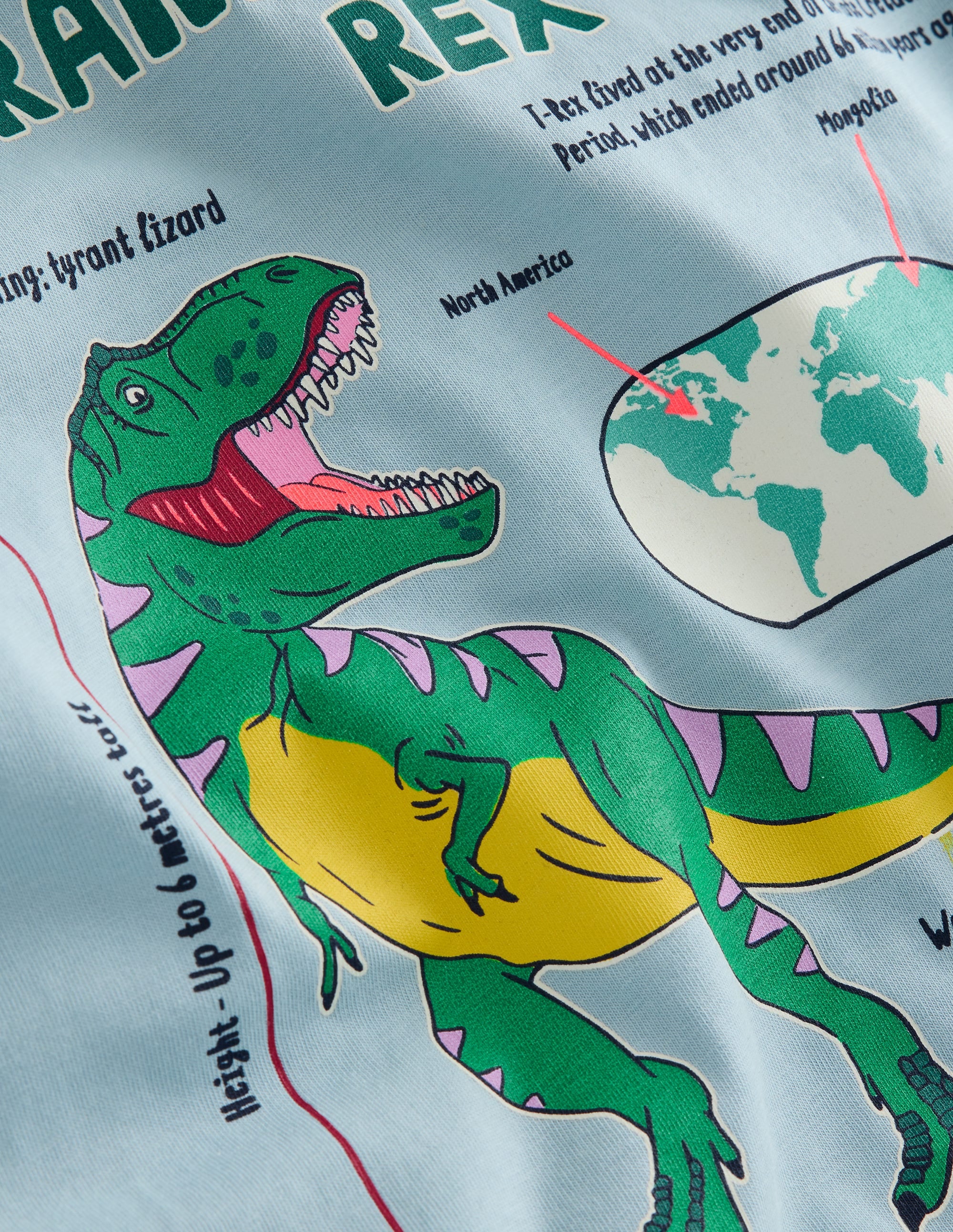 Im Dunkeln leuchtendes T-Shirt-Stonewash Blau Dino - Image 3