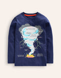T-shirt phosphorescent-Tornade bleu marine universitaire